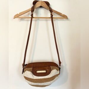 Vintage Y2K Juicy Couture Leather Raffia Straw Crossbody Bag Purse